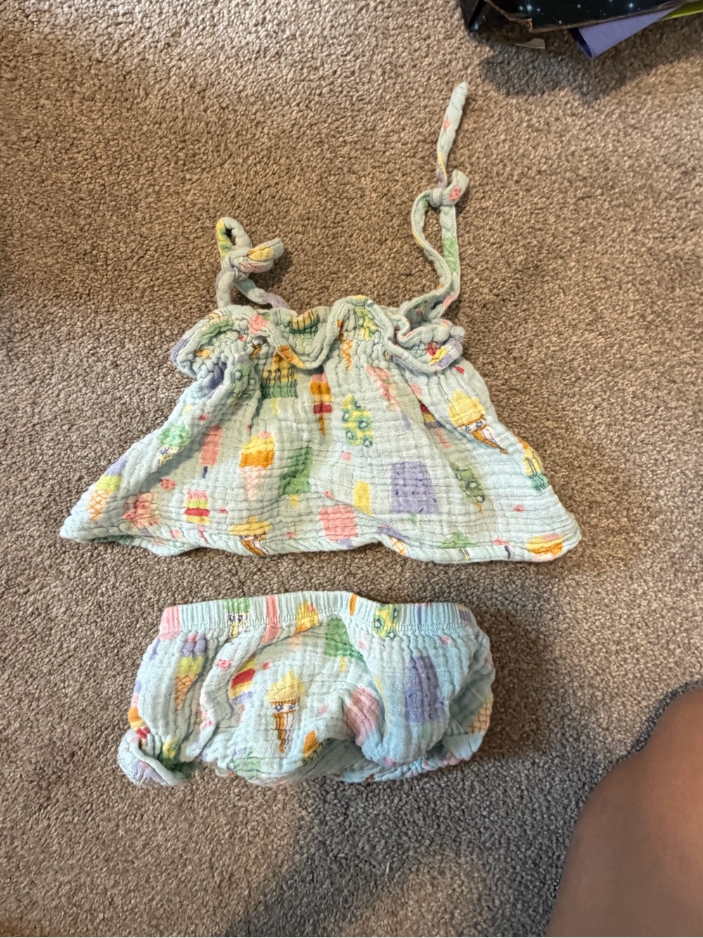 Baby Girls' Pastel Ice Cream Print Two-Piece Set - Light Blue